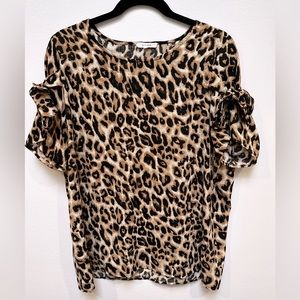 Nordstrom Rack - Pleione - Short Sleeve Leopard Shirt - Size L